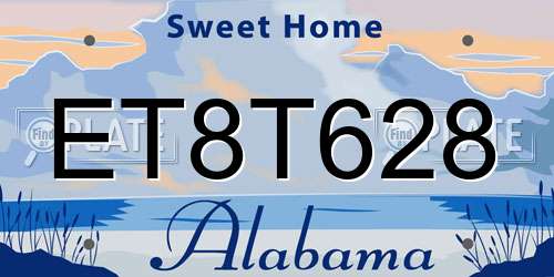 ET8T628 Alabama License Plate