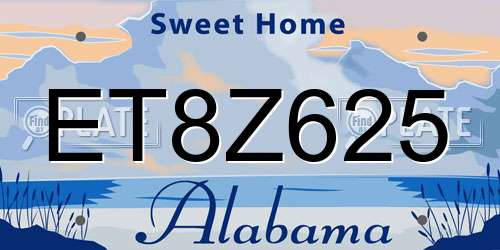 ET8Z625 Alabama License Plate