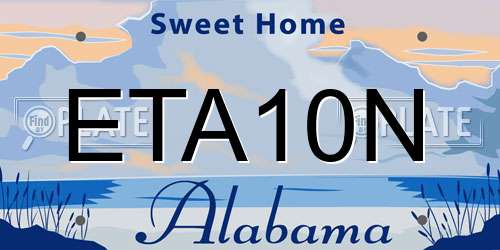 ETA10N Alabama License Plate