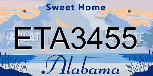 ETA3455 Alabama License Plate
