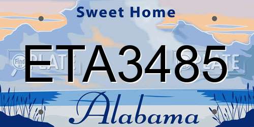 ETA3485 Alabama License Plate