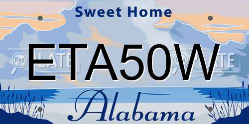 ETA50W Alabama License Plate