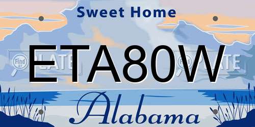 ETA80W Alabama License Plate