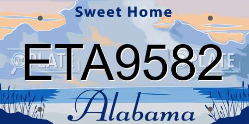 ETA9582 Alabama License Plate