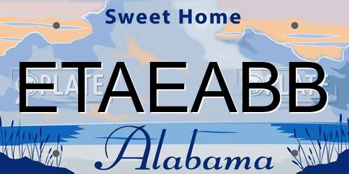 ETAEABB Alabama License Plate