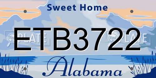 ETB3722 Alabama License Plate