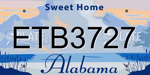 ETB3727 Alabama License Plate