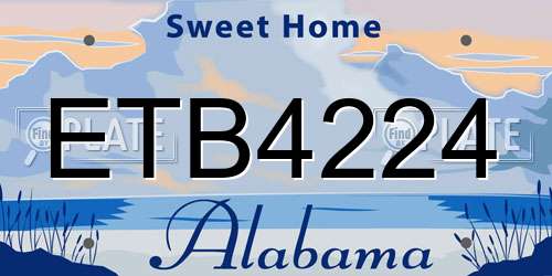 ETB4224 Alabama License Plate