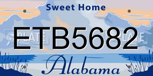 ETB5682 Alabama License Plate