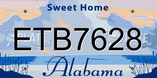 ETB7628 Alabama License Plate