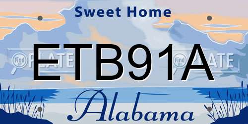 ETB91A Alabama License Plate