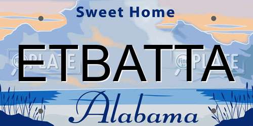 ETBATTA Alabama License Plate