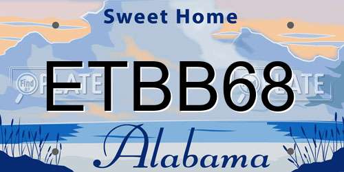 ETBB68 Alabama License Plate