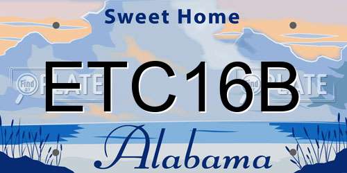 ETC16B Alabama License Plate