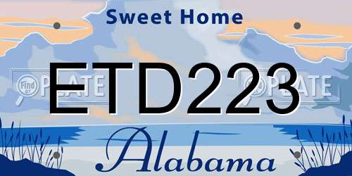 ETD223 Alabama License Plate