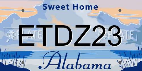 ETDZ23 Alabama License Plate