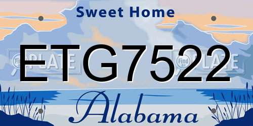 ETG7522 Alabama License Plate