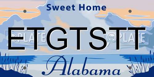 ETGTSTT Alabama License Plate