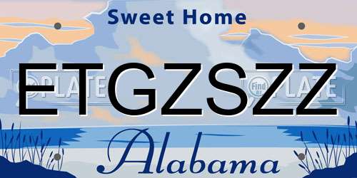 ETGZSZZ Alabama License Plate