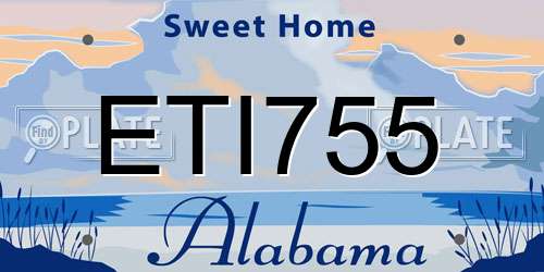 ETI755 Alabama License Plate