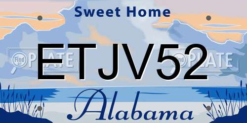 ETJV52 Alabama License Plate