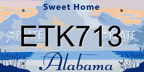 ETK713 Alabama License Plate