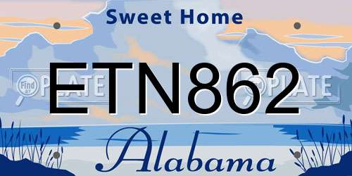 ETN862 Alabama License Plate