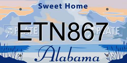 ETN867 Alabama License Plate