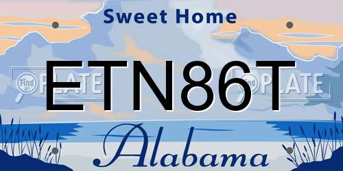 ETN86T Alabama License Plate