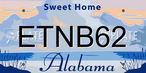 ETNB62 Alabama License Plate