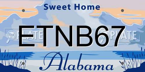 ETNB67 Alabama License Plate