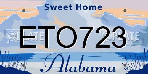 ETO723 Alabama License Plate