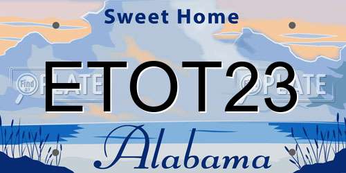ETOT23 Alabama License Plate