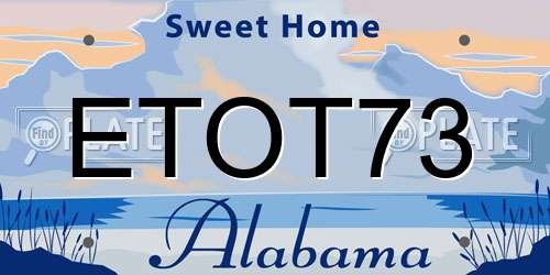 ETOT73 Alabama License Plate