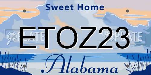 ETOZ23 Alabama License Plate