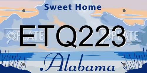 ETQ223 Alabama License Plate