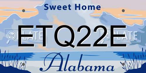 ETQ22E Alabama License Plate
