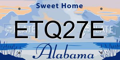 ETQ27E Alabama License Plate