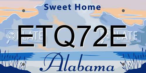 ETQ72E Alabama License Plate