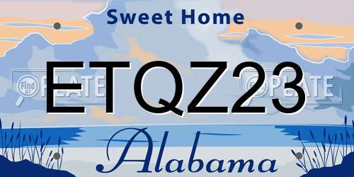 ETQZ23 Alabama License Plate