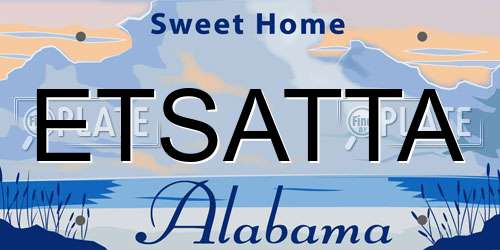 ETSATTA Alabama License Plate