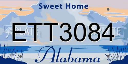 ETT3084 Alabama License Plate