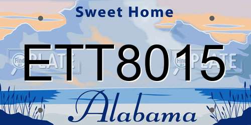 ETT8015 Alabama License Plate
