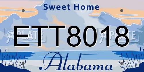 ETT8018 Alabama License Plate