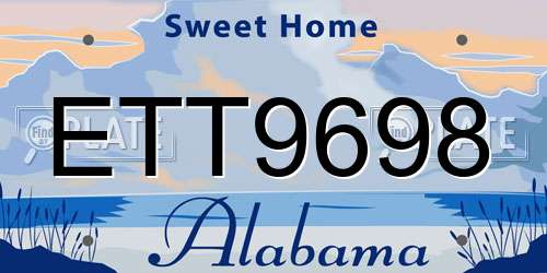 ETT9698 Alabama License Plate