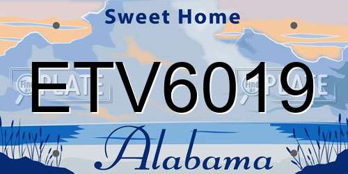 ETV6019 Alabama License Plate