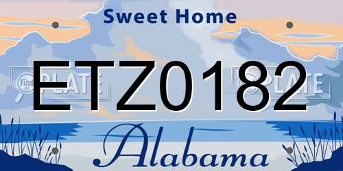 ETZ0182 Alabama License Plate