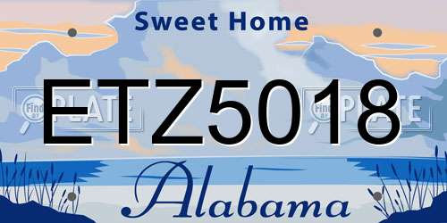 ETZ5018 Alabama License Plate