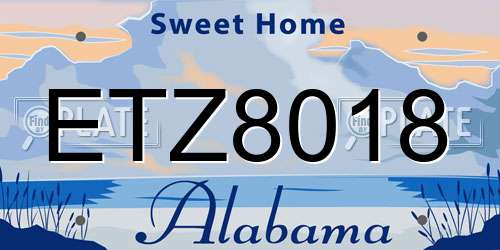 ETZ8018 Alabama License Plate