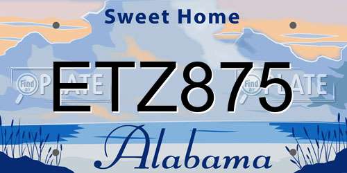 ETZ875 Alabama License Plate